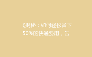 《揭秘:如何轻松省下50%的快递费用,告别高价物流烦恼?》