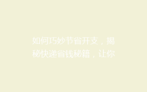 如何巧妙节省开支,揭秘快递省钱秘籍,让你轻松省下大笔费用!