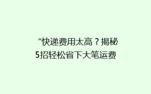 “快递费用太高?揭秘5招轻松省下大笔运费!”