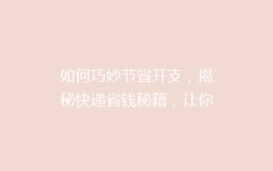 如何巧妙节省开支,揭秘快递省钱秘籍,让你的快递费用减半!