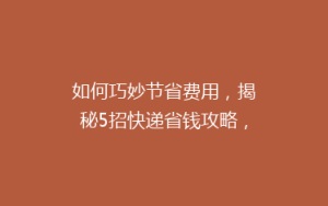 如何巧妙节省费用,揭秘5招快递省钱攻略,让你的包裹更实惠!