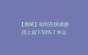 【揭秘】如何在快递费用上省下50%?学会这些技巧,让你轻松省钱又高效!