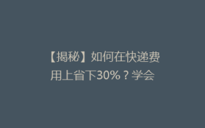 【揭秘】如何在快递费用上省下30%?学会这些技巧,你的包裹也能“轻装”上路!