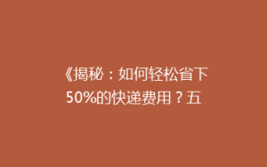《揭秘:如何轻松省下50%的快递费用?五大省钱攻略大公开!》