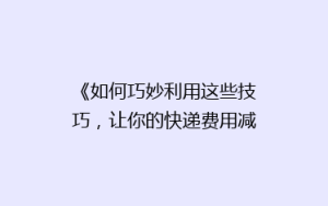 《如何巧妙利用这些技巧,让你的快递费用减半?揭秘省钱秘籍!》