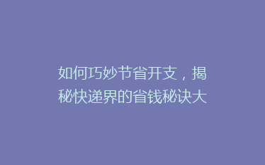 如何巧妙节省开支,揭秘快递界的省钱秘诀大揭秘!