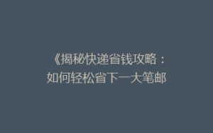 《揭秘快递省钱攻略:如何轻松省下一大笔邮费?》