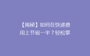 【揭秘】如何在快递费用上节省一半?轻松掌握省钱秘籍,告别高价快递烦恼!