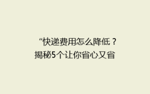 “快递费用怎么降低?揭秘5个让你省心又省钱的快递技巧!”