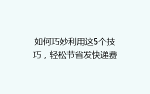 如何巧妙利用这5个技巧,轻松节省发快递费用,让你的物流成本更低?