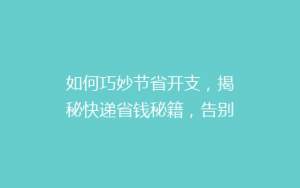 如何巧妙节省开支,揭秘快递省钱秘籍,告别高价快递费!