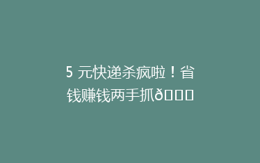 5 元快递杀疯啦！省钱赚钱两手抓😍