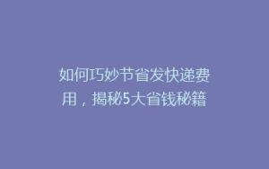 如何巧妙节省发快递费用,揭秘5大省钱秘籍!