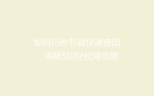 如何巧妙节省快递费用,揭秘5招轻松降低物流成本?
