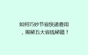 如何巧妙节省快递费用,揭秘五大省钱秘籍!